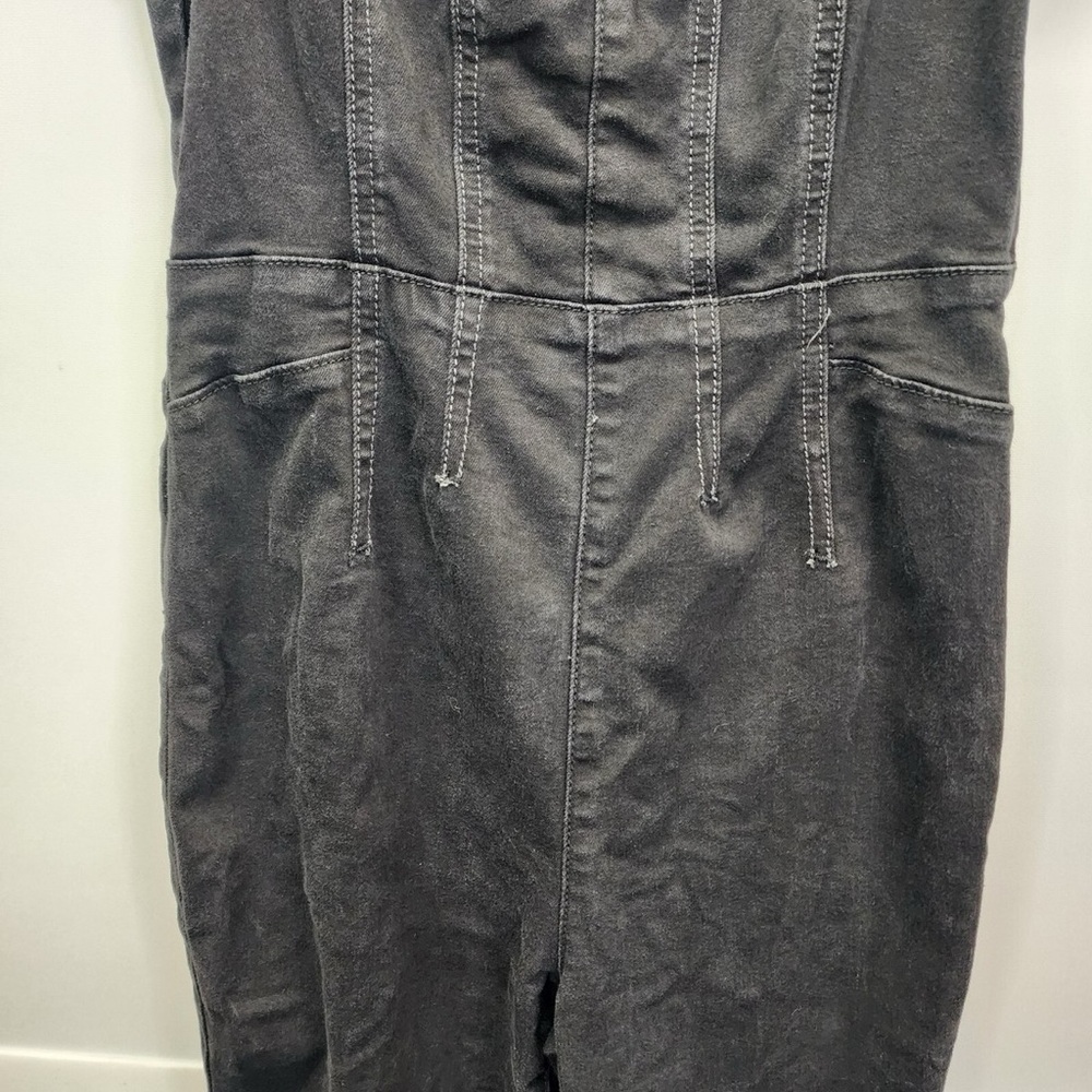 Free People Moonbeam Jumpsuit Black Puff Sleeve Open Back Flare Medium - Picture 7 of 13